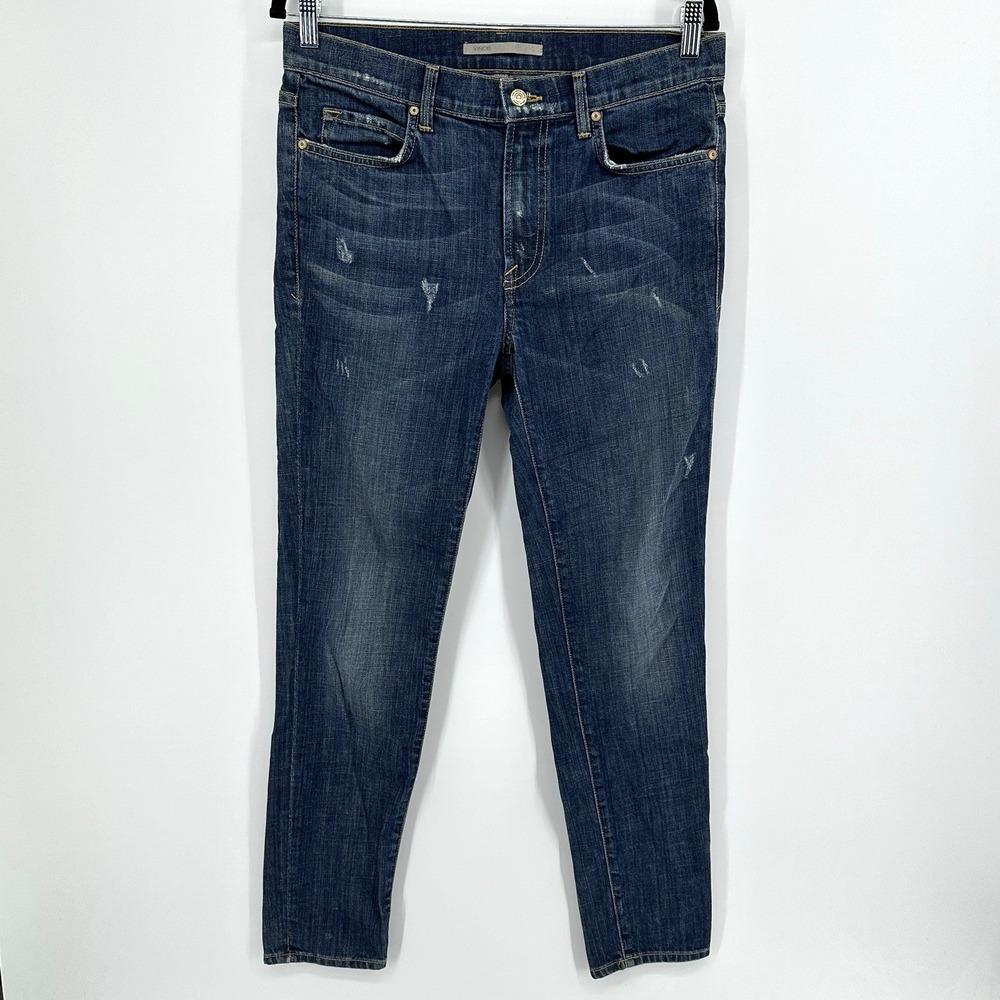 Vince Cropped Slacker Deep Vintage Jeans Medium Wash Size 32X28.5in